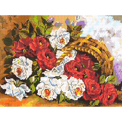 Алмазная мозаика H 4409 «Красные и белые розы» 46*35 см в интернет-магазине Швейпрофи.рф