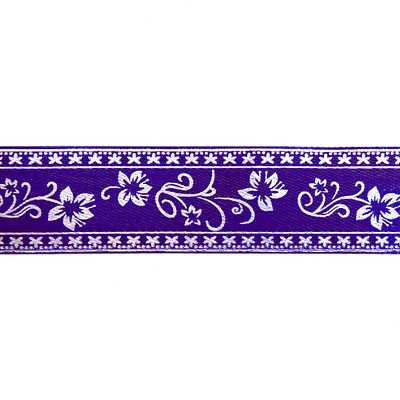 Лента атласная 25 мм с рис. «Узор с цветами»  (рул. 22,5 м) №085 фиолетовый в интернет-магазине Швейпрофи.рф