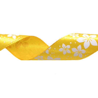 Лента атласная 25 мм с рис. «Цветочки» (рул. 22,5 м) №025 жёлтый в интернет-магазине Швейпрофи.рф