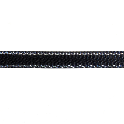 Лента атласная 6 мм с метал. нитью (рул. 32,9 м) чёрн./серебро в интернет-магазине Швейпрофи.рф