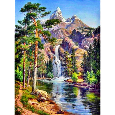 Алмазная мозаика АЖ-1347 «Горный водопад» 30*40 см в интернет-магазине Швейпрофи.рф