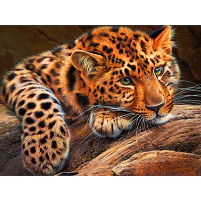 Алмазная мозаика АЖ-1356 «Леопард» 30*40 см в интернет-магазине Швейпрофи.рф
