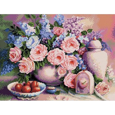 Алмазная мозаика АЖ-1374 «Розовый натюрморт» 50*40 см в интернет-магазине Швейпрофи.рф